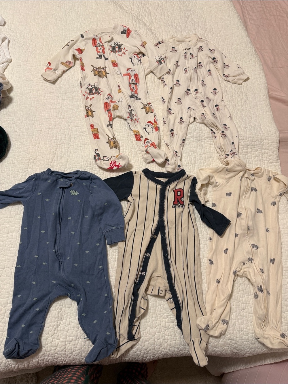 Mixed brands 6 months old Baby Footed One-Piece Set (5 packs)